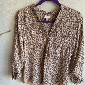 Leopard Print Button-Up Blouse